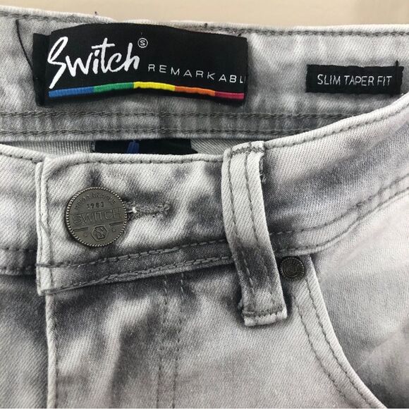 SWITCH Remarkable JEANS MEN'S 30 Acid Washed RIPPED Slim Taper PATCHES Hallyu - Picture 5 of 11